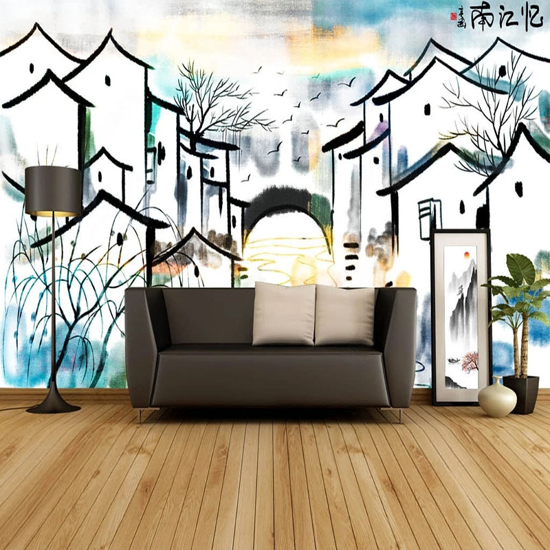 Home Textiles City - Kustom Lukisan Dinding Wallpaper Gaya Cina