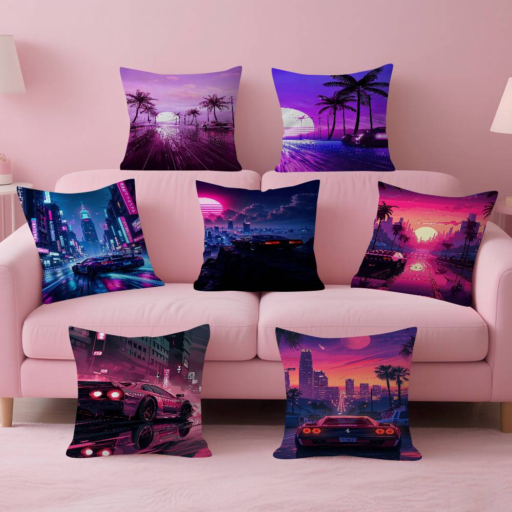 Home Textiles City - Sarung Bantal Mobil Cyberpunk 80S Pemandangan