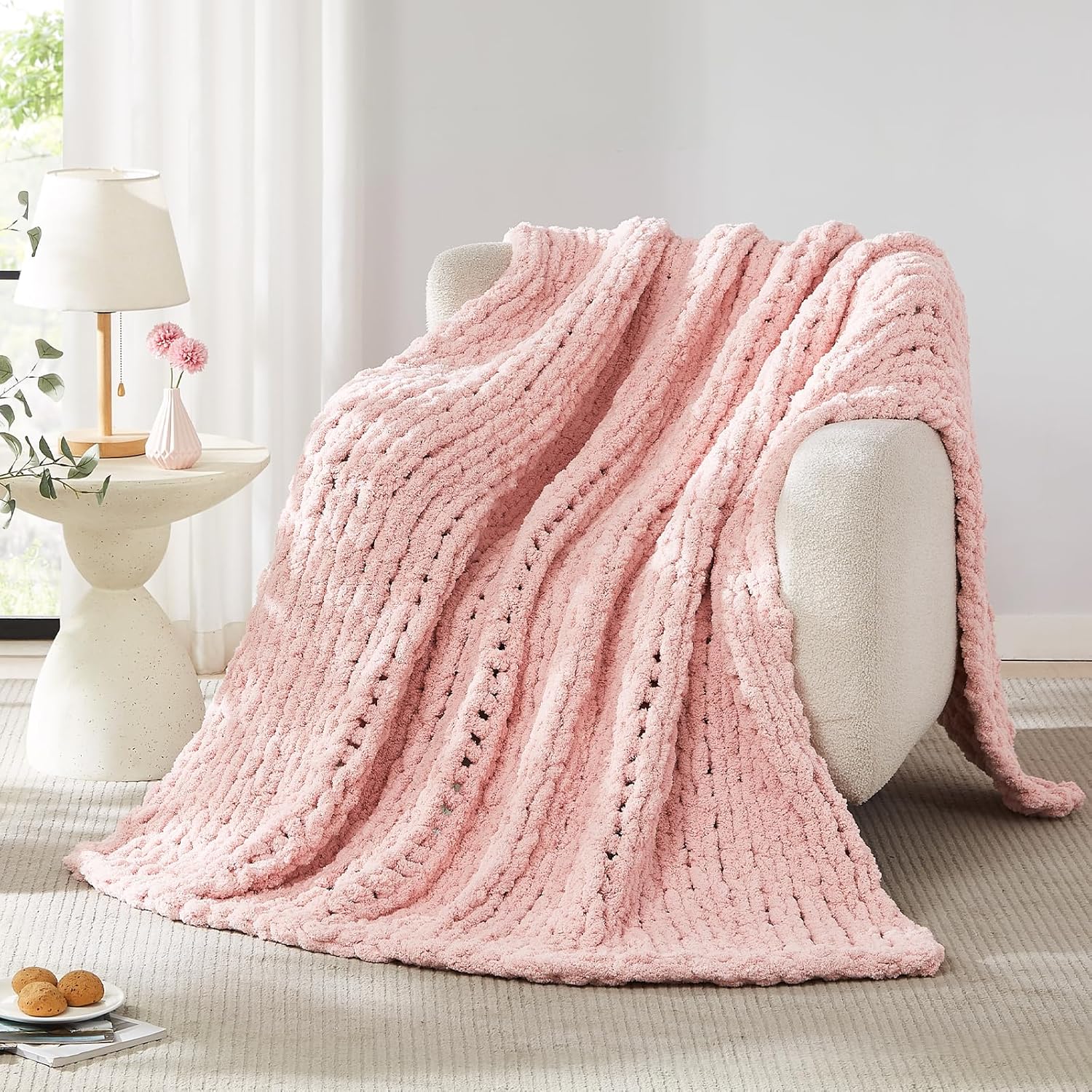 Throw Blanket Chunky Knit - Selimut Rajut Chunky Selimut Rajutan Chenille