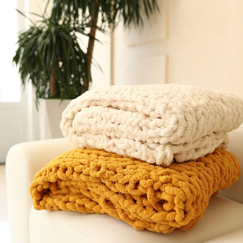 Throw Blanket Chunky Knit - Selimut Rajut Tebal Benang Merino Wol