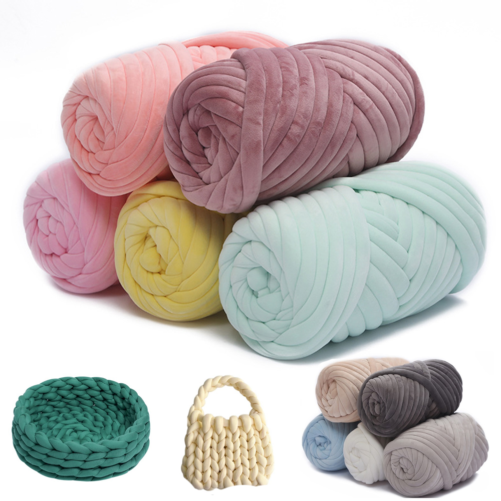 Throw Blanket Chunky Knit - 500G benang Chunky Beludru Super tebal