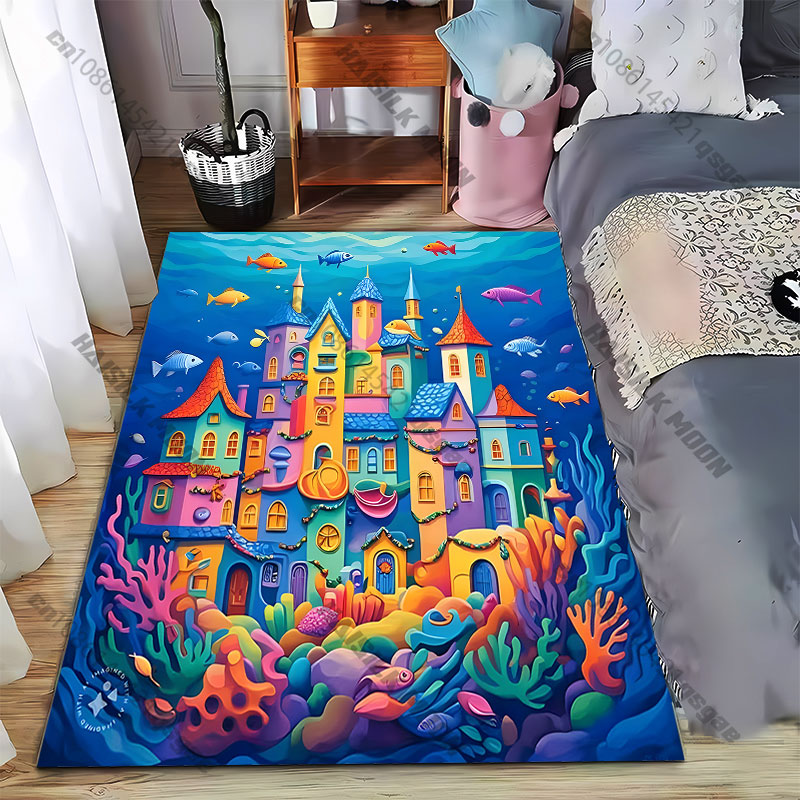 Home Textiles City - Kota bawah air dengan karpet warna-warni