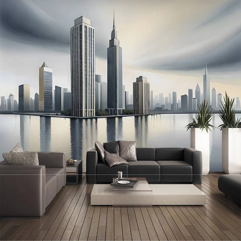 Home Textiles City - Kustom 3D Mural Dinding Geometris Lanskap