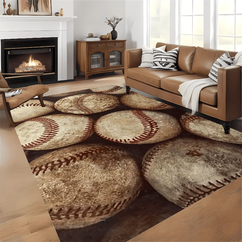 Home Textiles Rug - Karpet Bermotif Bisbol, Dekorasi Olahraga untuk