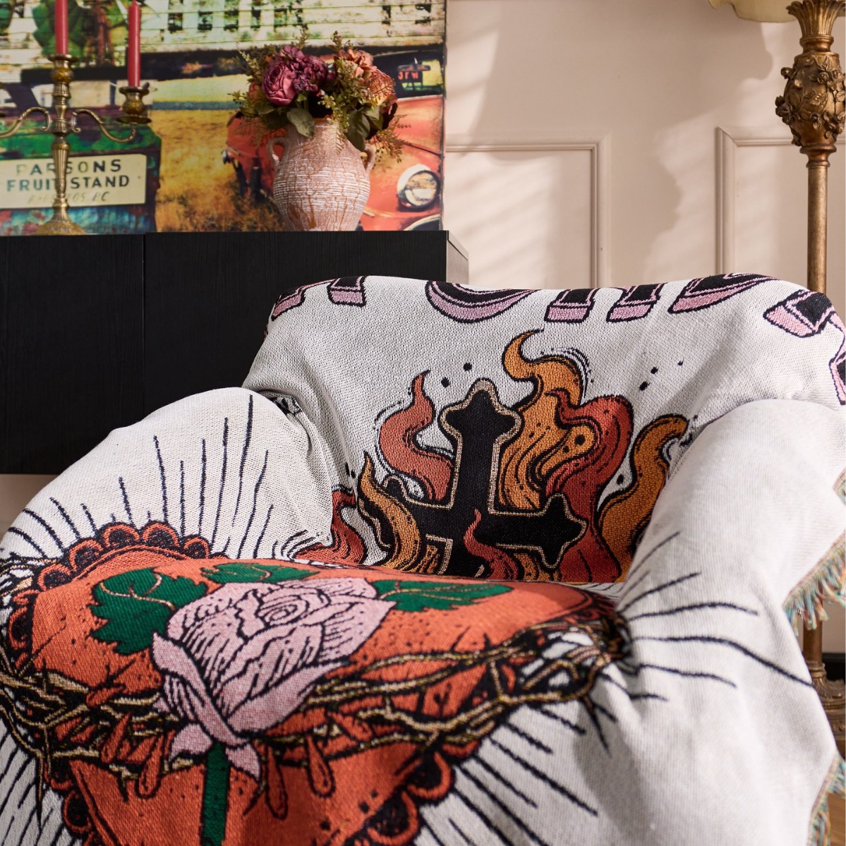 Selimut Sofa Gaya Tato Vintage - Home Textiles City ulasan dan harga