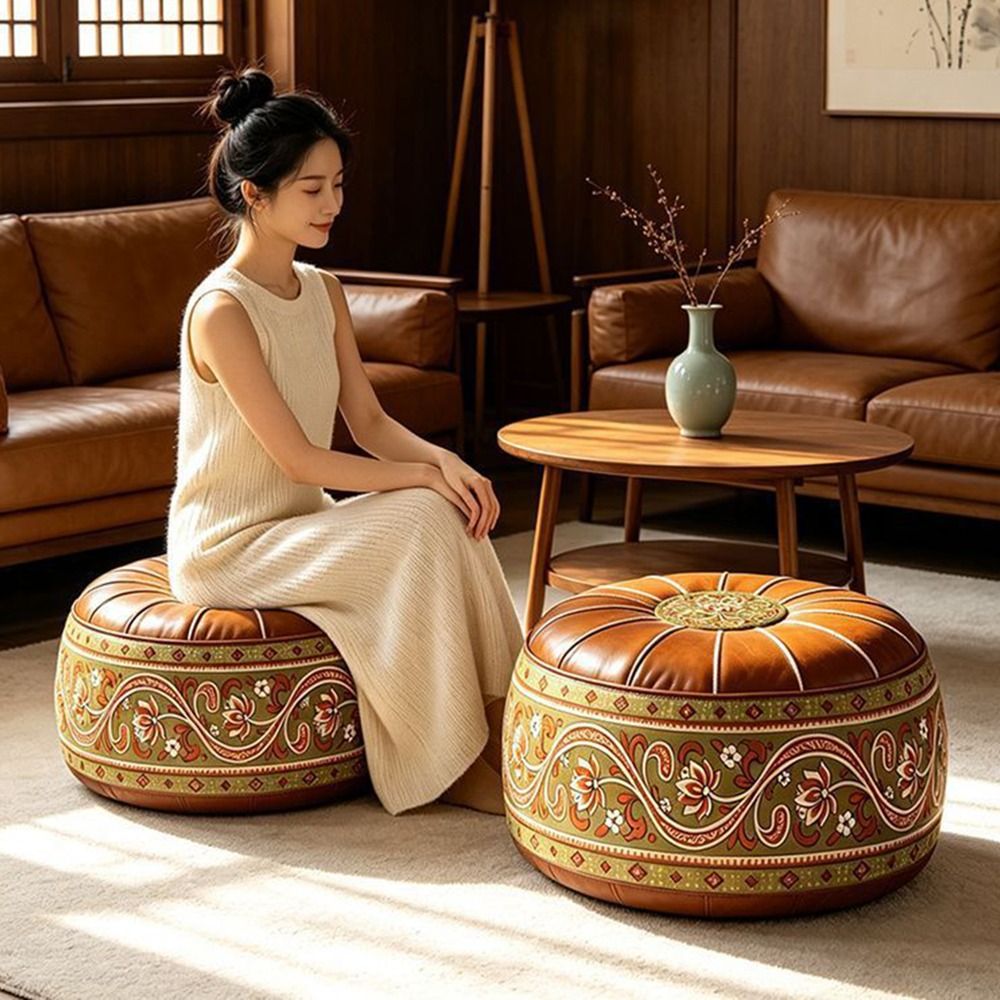 Ottoman Pouf Kulit PU yang Dap - Floor Cushion Pouf ulasan dan harga