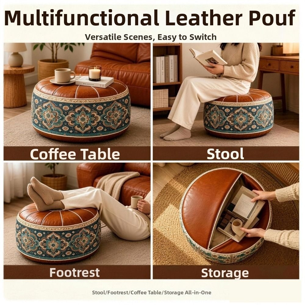 Ottoman Pouf Kulit PU yang Dap - Floor Cushion Pouf ulasan dan harga