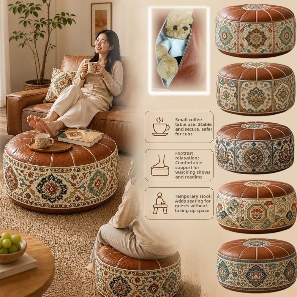 Pouf Ottoman Kulit PU Baru Pol - Floor Cushion Pouf ulasan dan harga