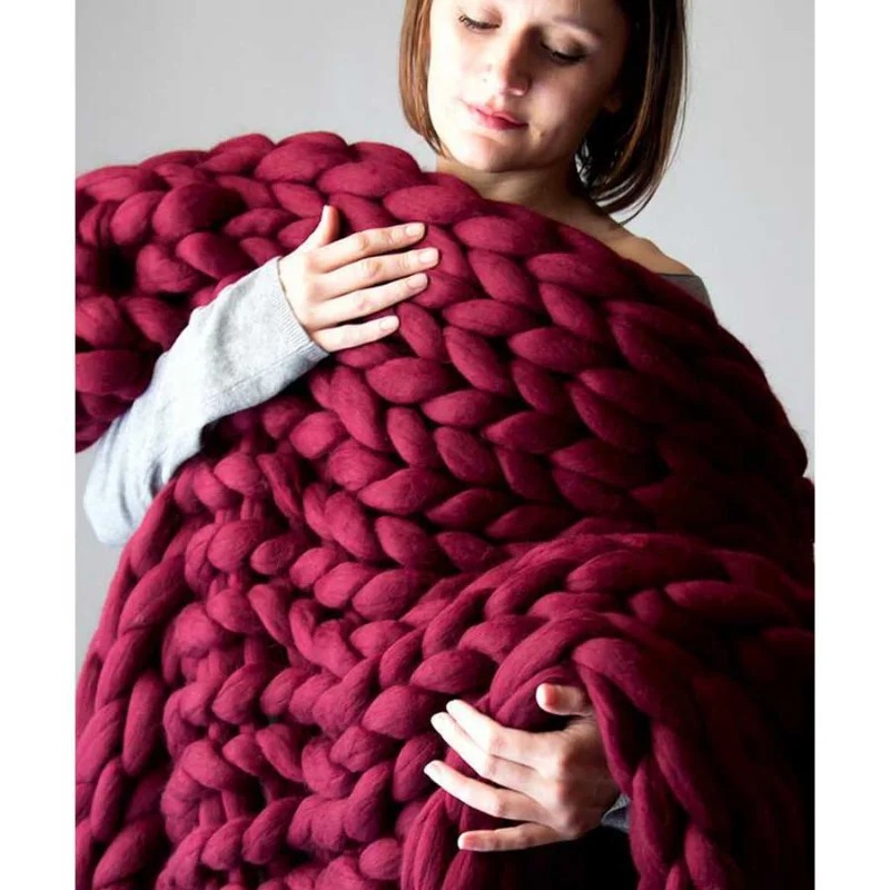 Chunky selimut wol tebal benan - Throw Blanket Chunky Knit ulasan dan harga