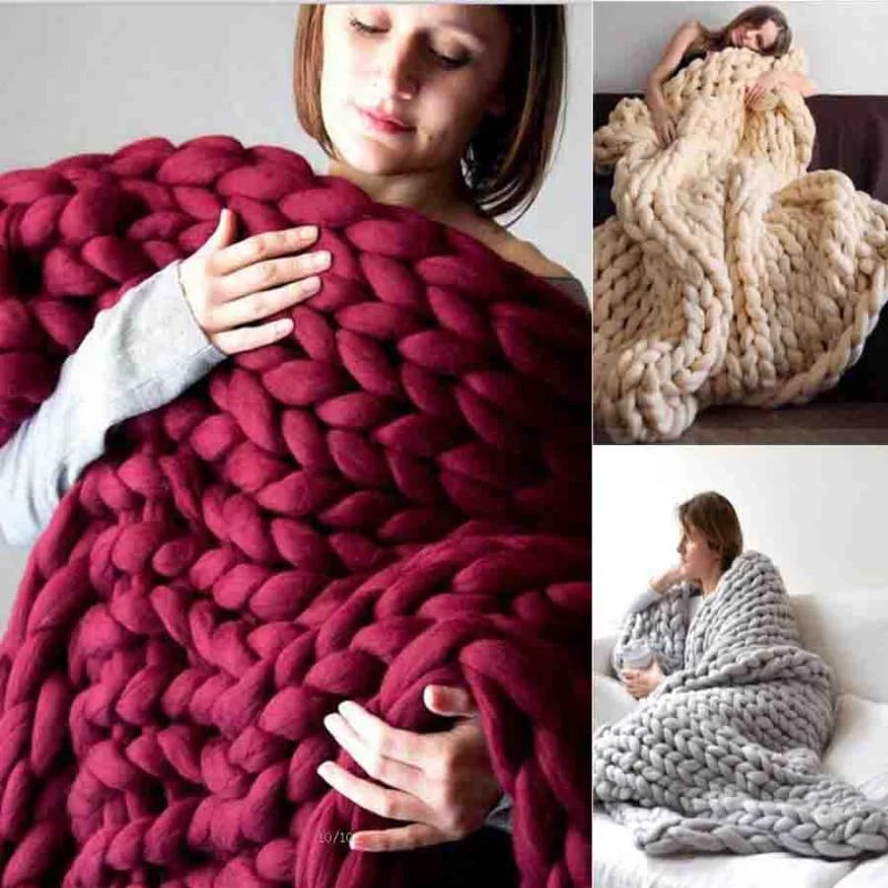 Chunky selimut wol tebal benan - Throw Blanket Chunky Knit ulasan dan harga