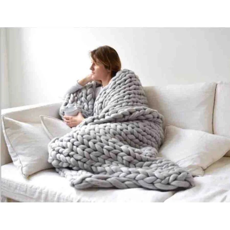 Chunky selimut wol tebal benan - Throw Blanket Chunky Knit ulasan dan harga