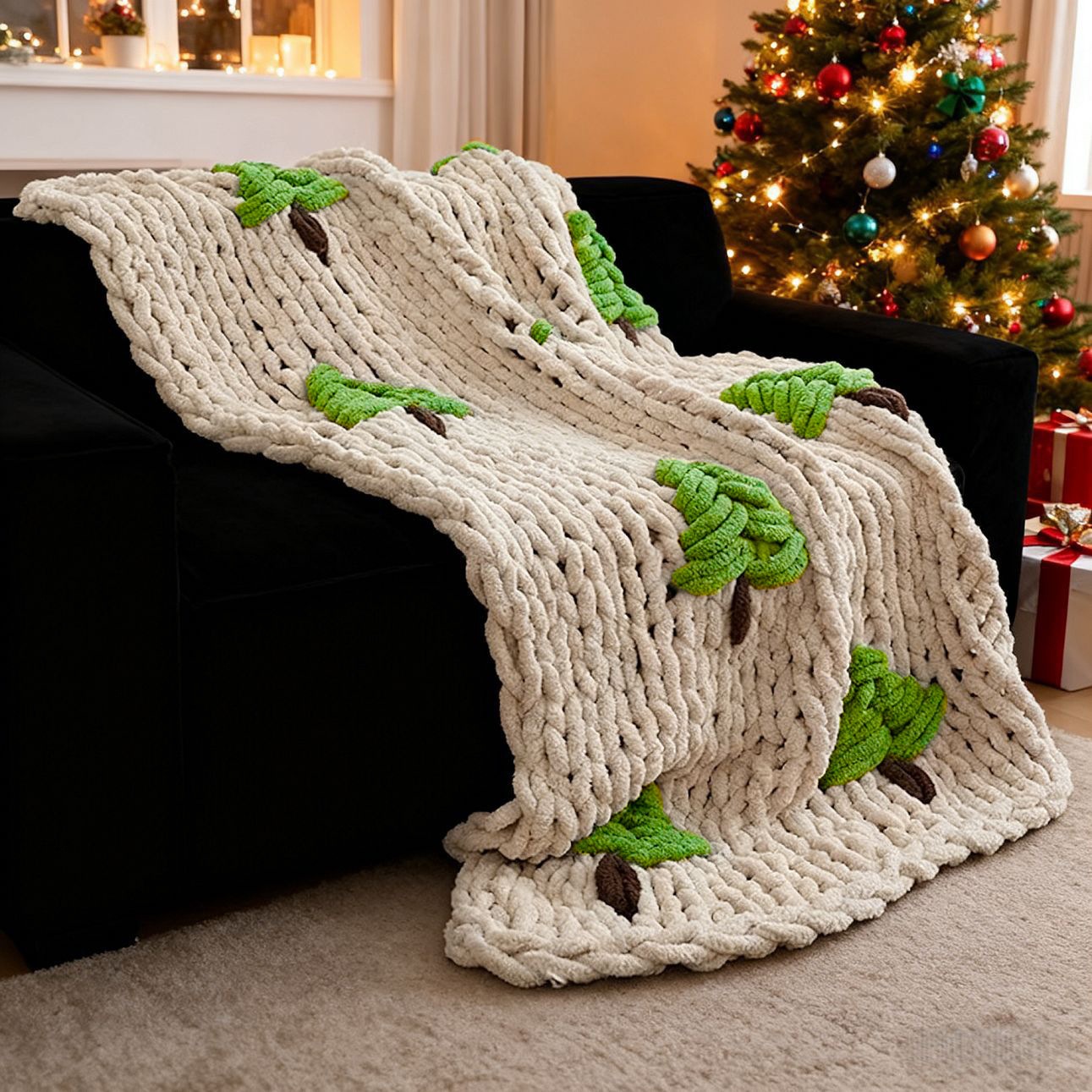 Selimut Rajut Tangan untuk Tem - Throw Blanket Chunky Knit ulasan dan harga