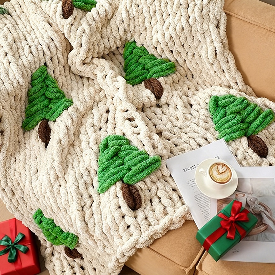 Selimut Rajut Tangan untuk Tem - Throw Blanket Chunky Knit ulasan dan harga
