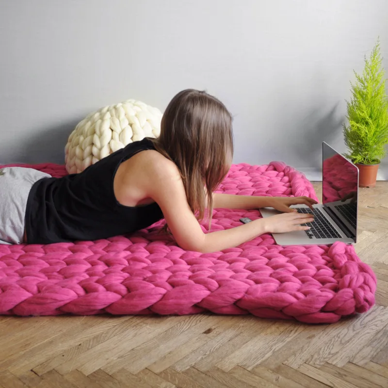 Selimut Rajut Chunky Buatan Ta - Throw Blanket Chunky Knit ulasan dan harga