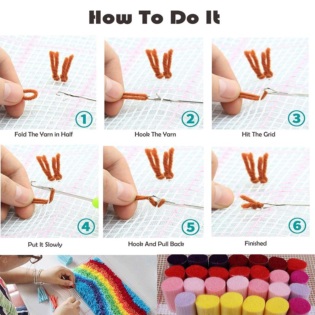 Set Benang Rajut Latch Hook da - Home Textiles Rug ulasan dan harga
