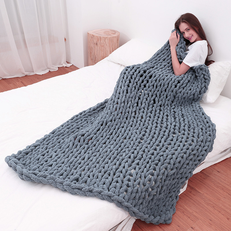 Selimut Rajut Tebal Benang Mer - Throw Blanket Chunky Knit ulasan dan harga