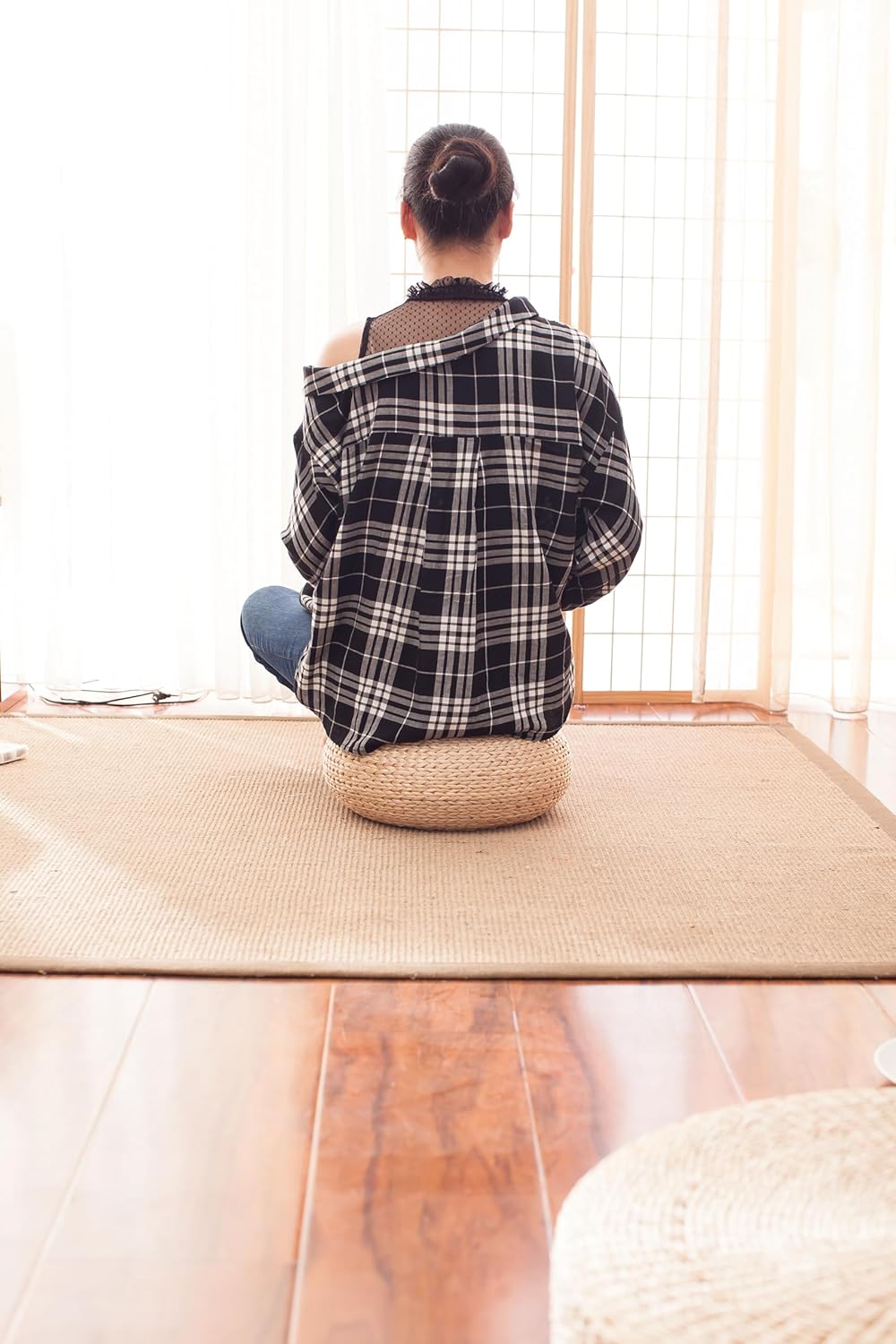 Bantal Lantai Bulat Anyaman Je - Floor Cushion Pouf ulasan dan harga