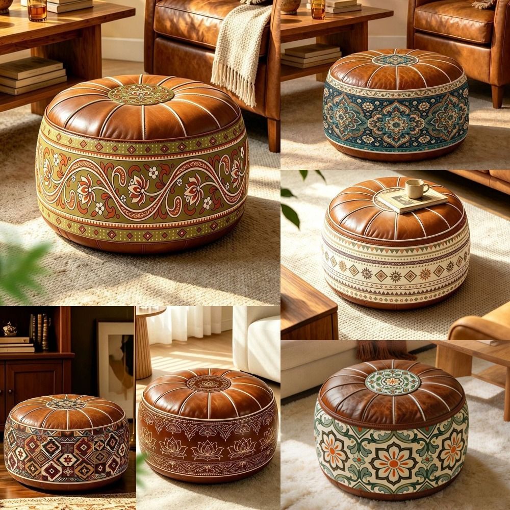Ottoman Pouf Kulit PU Baru yan - Floor Cushion Pouf ulasan dan harga
